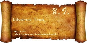 Udvaros Irma névjegykártya